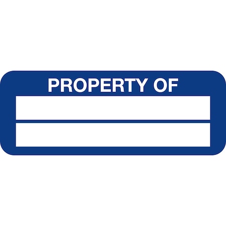 Lustre-Cal Property ID Label PROPERTY OF Polyester Dark Blue 2in x 0.75in 2 Blank No Pads, 100PK 253744Pe2Bd0000